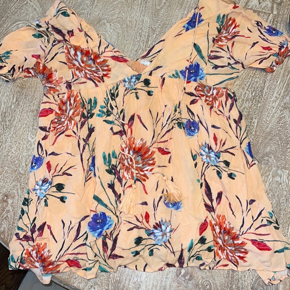 By Together Tops - By Together Dark Orange Floral Pattern Tunic